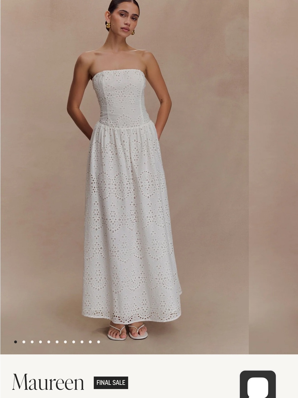 Meshki Maureen White Strapless Eyelet Maxi Dress